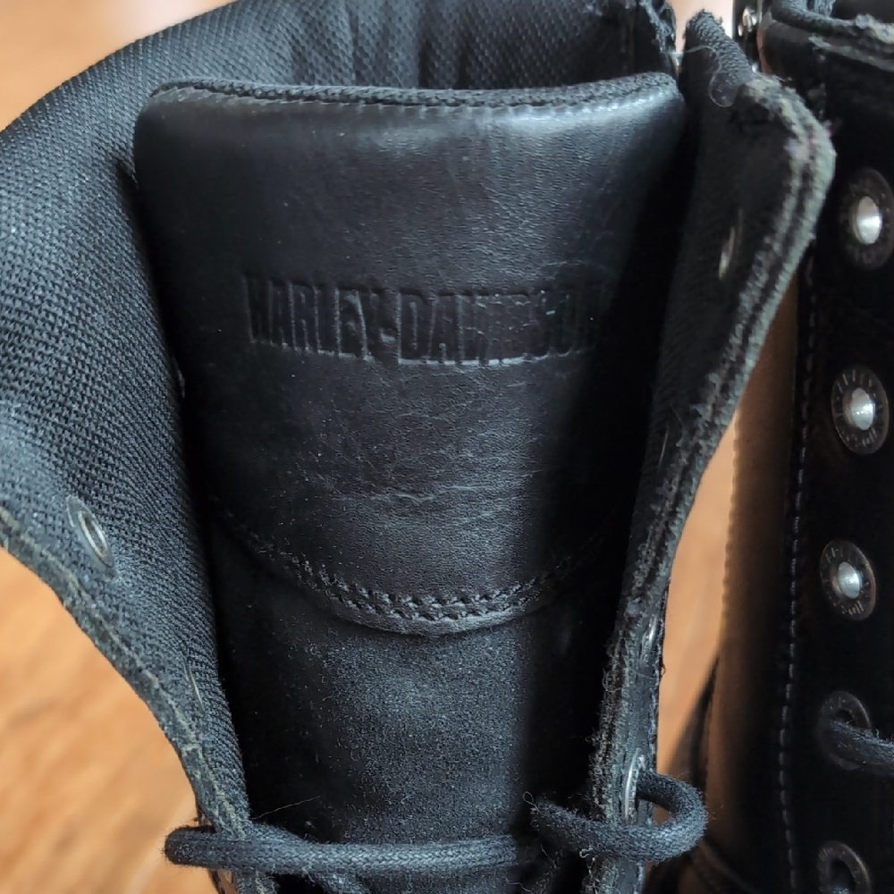 Harley-Davidson Black Leather Combat Boots - Picture 4 of 10